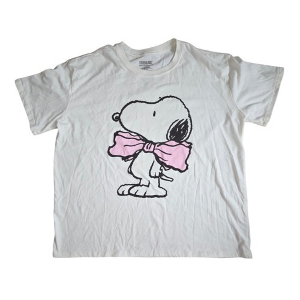 Peanuts Snoopy Big Pink Bowtie Womens White T-Shirt Size XXL